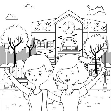 Genç kız karikatür tasarım vektör çizme