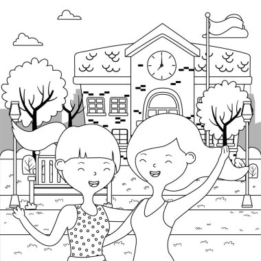 Genç kız karikatür tasarım vektör çizme