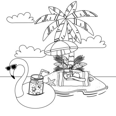 Yaz ve tatil simgesi set tasarım