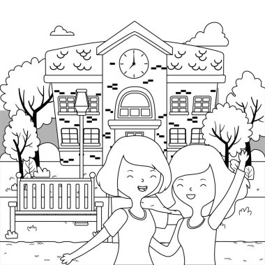 Genç kız karikatür tasarım vektör çizme