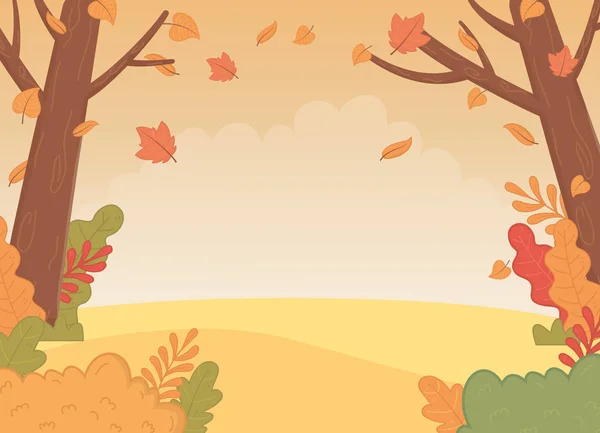 Forest autumn season landscape scene — Stock vektor