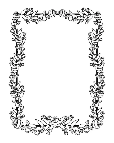 Flowers and leaves frame design — Stok Vektör