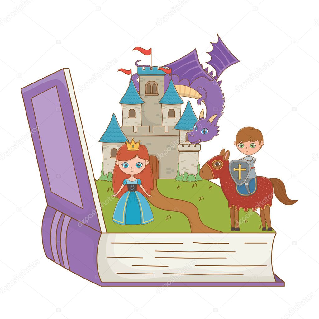 Book and character of fairytale design vector illustration