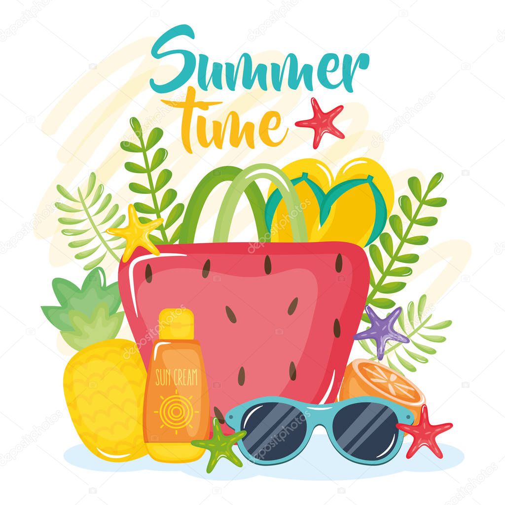 summer time poster with holiday icons