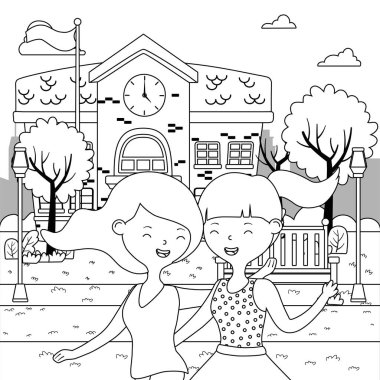 Genç kız karikatür tasarım vektör çizme