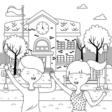 Genç çocuk ve kız karikatür tasarım