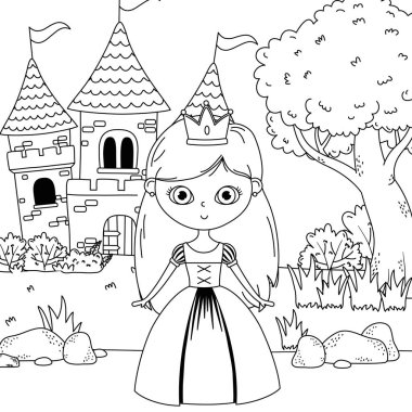 İzole ortaçağ prenses tasarım vektör illüstrasyon