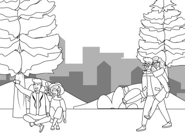 Park tasarımında kadın ve erkek çifti