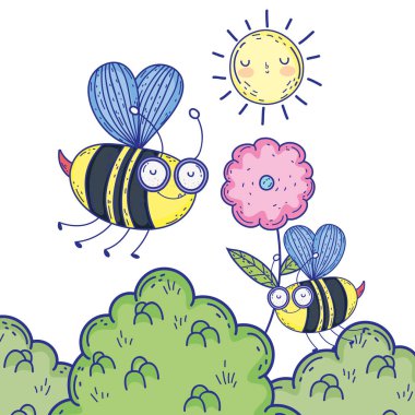 İzole edilmiş arı çizimi çizgi film tasarım vektör çizimi