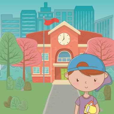 Genç çocuk karikatür tasarım vector Illustrator