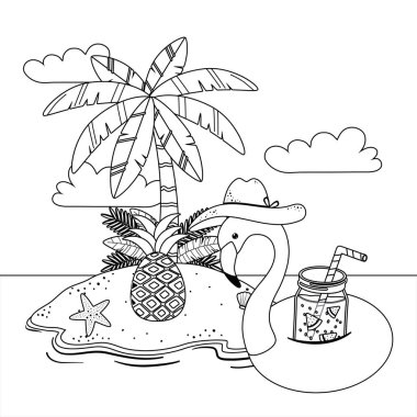 Yaz ve tatil simgesi set tasarım