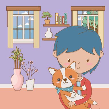 Köpek karikatür tasarımı ile çocuk