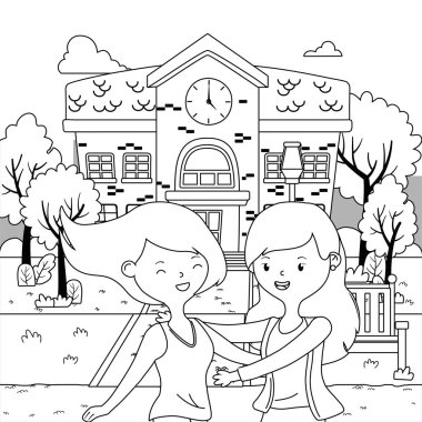 Genç kız karikatür tasarım vektör çizme