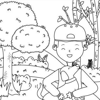 Köpek karikatür tasarımı ile çocuk