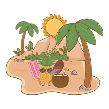 Yaz ve plaj sevimli karikatürler