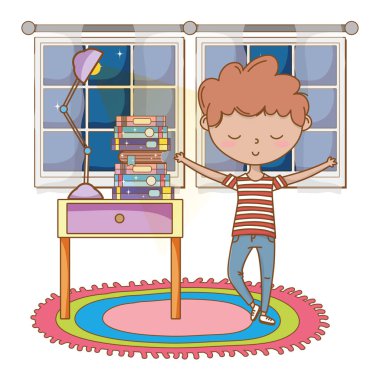 Genç çocuk karikatür tasarım vector Illustrator