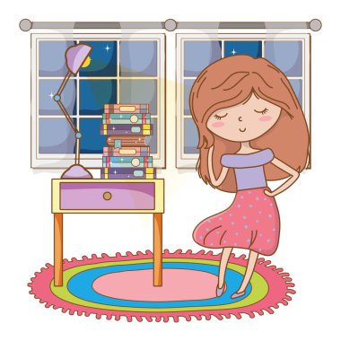Genç kız karikatür tasarım vector Illustrator