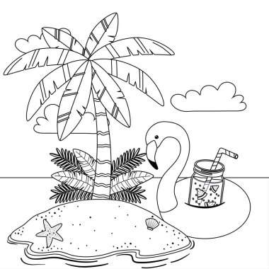 Yaz ve tatil simgesi set tasarım