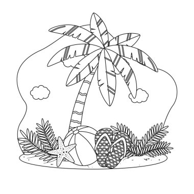 Yaz sezonu tasarım vektör illüstrasyon Palmiye ağacı