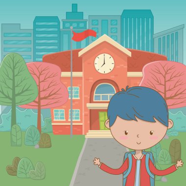 Genç çocuk karikatür tasarım vector Illustrator