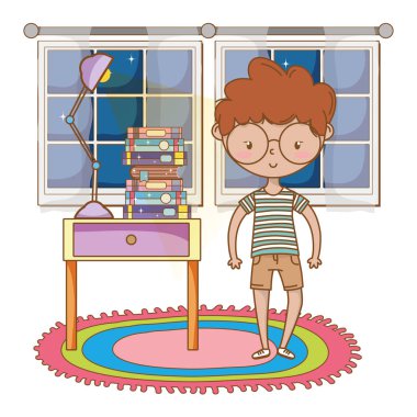 Genç çocuk karikatür tasarım vector Illustrator