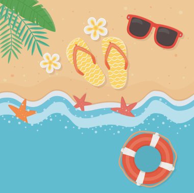 Yaz ve tatil simgesi set tasarım