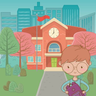 Genç çocuk karikatür tasarım vector Illustrator