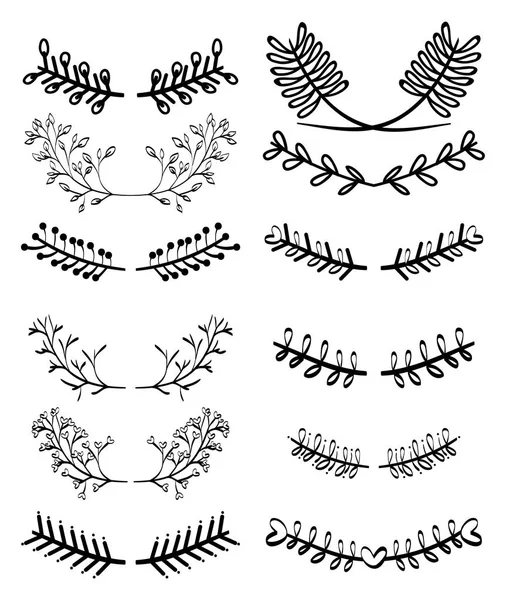 Set frames decoratives with leafs boho style — Stock Vector