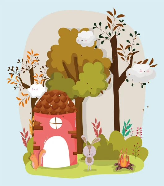 Hello autumn season flat design — Stock Vector