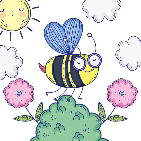 Isolated bee draw cartoon design vector illustration — Stock Vector