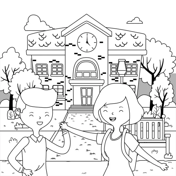 Genç çocuk ve kız karikatür tasarım