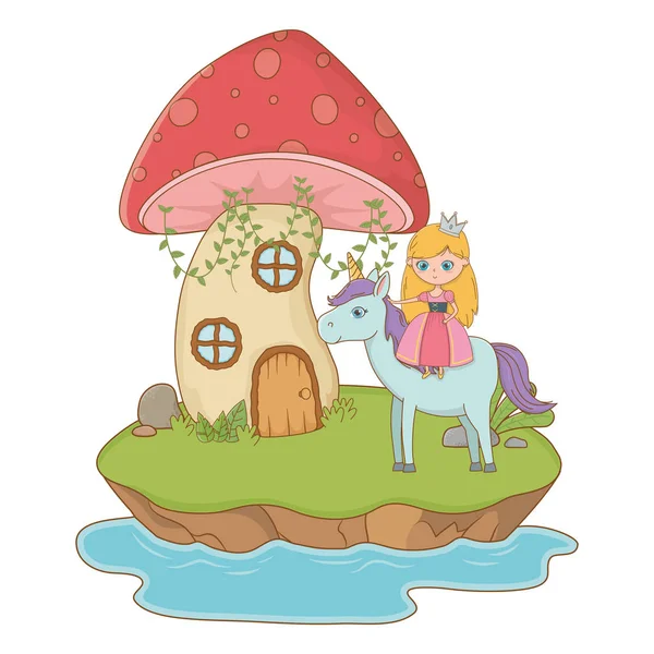 Mushroom and character of fairytale design vector illustration. — Vector de stock