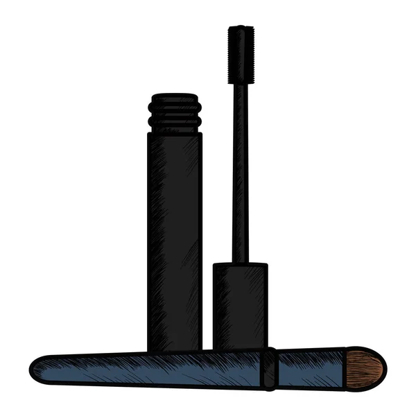 Cils et brosse maquillage icône de dessin — Image vectorielle