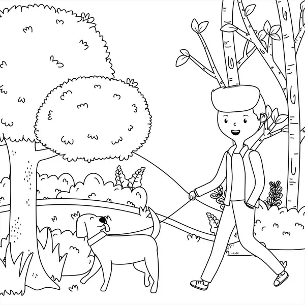 Chłopiec z kreskówek pies projekt — Wektor stockowy