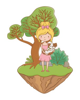 Köpek karikatür tasarımı ile kız