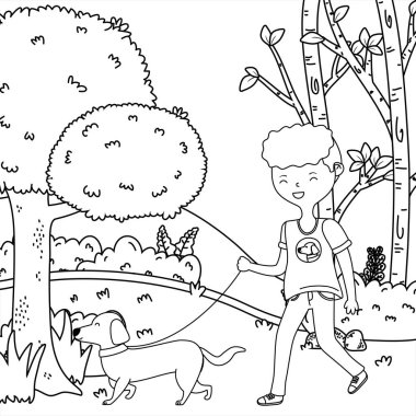 Köpek karikatür tasarımı ile çocuk