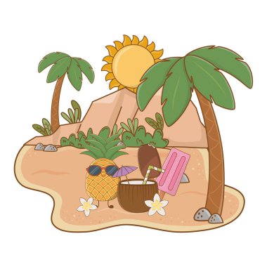 Yaz ve plaj sevimli karikatürler