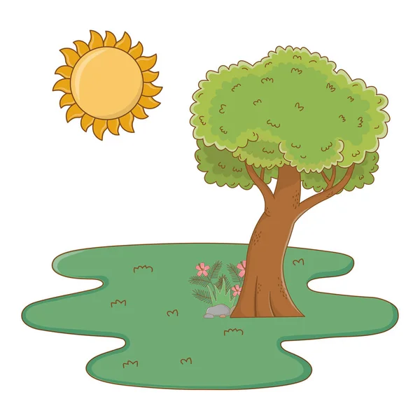 Naturaleza árbol al aire libre entorno de dibujos animados — Vector de stock