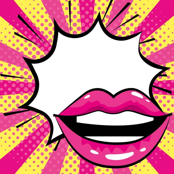 Mouth woman pop art cartoon — Vector de stock