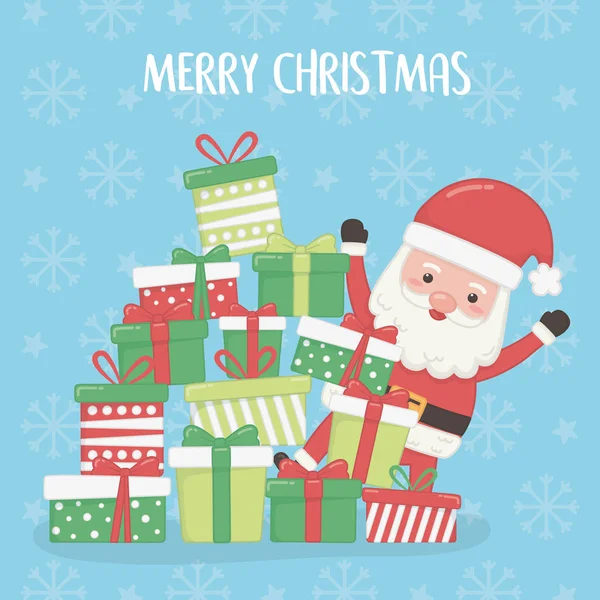 Mutlu noel kartları Noel baba ve hediyelerle — Stok Vektör
