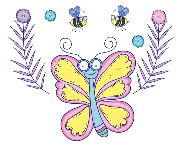 Dessin de papillon isolé Illustration vectorielle de dessin humoristique — Image vectorielle