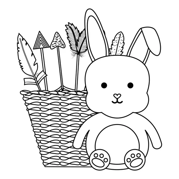 Симпатичный кролик с соломинкой и стрелками — стоковый вектор