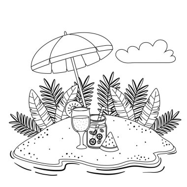 Yaz ve tatil simgesi set tasarım