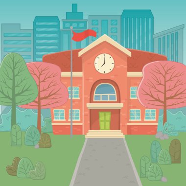Okul bina tasarım vector Illustrator