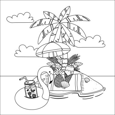 Yaz ve tatil simgesi set tasarım