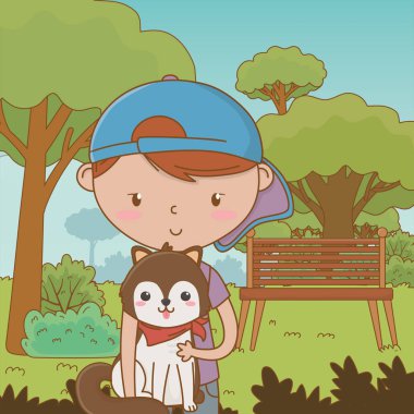 Köpek karikatür tasarımı ile çocuk