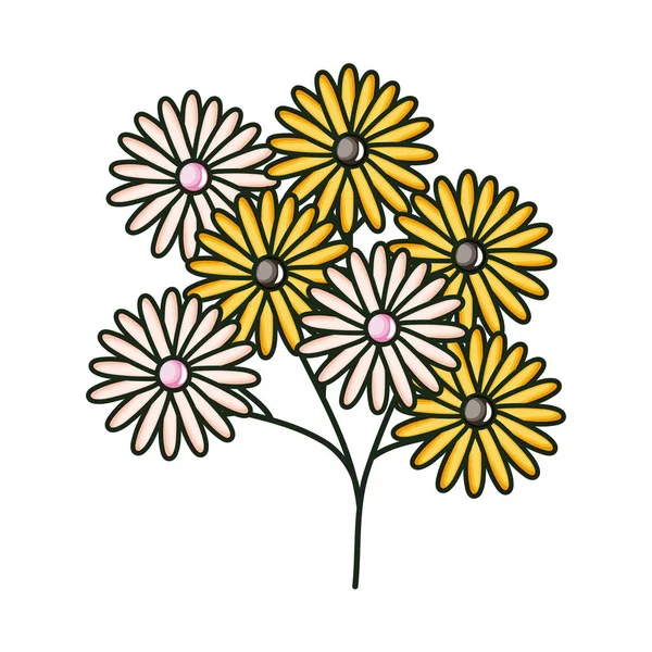 Belle tournesols jardin décoratif — Image vectorielle