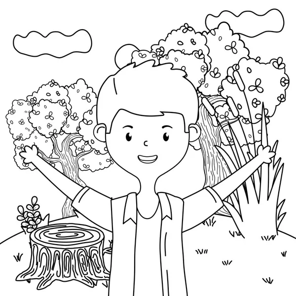 Isolé adolescent garçon dessin animé design — Image vectorielle
