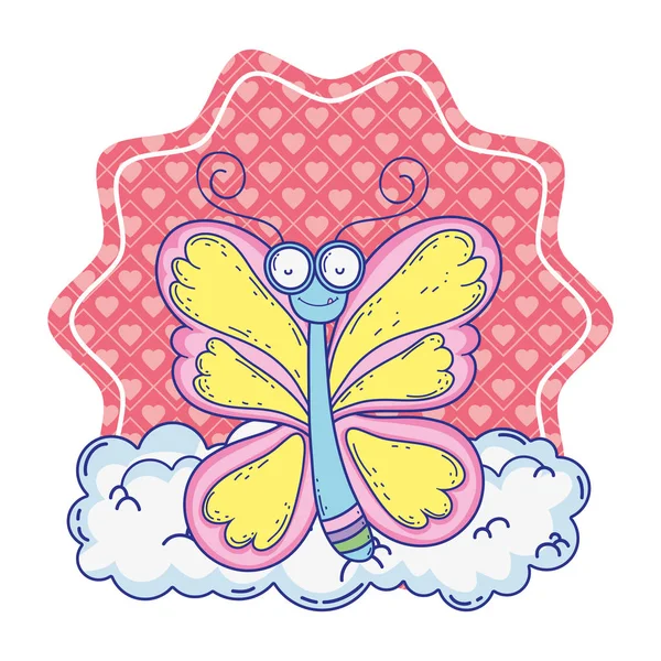孤立蝶は漫画のデザインベクトルのイラストを描く — ストックベクタ
