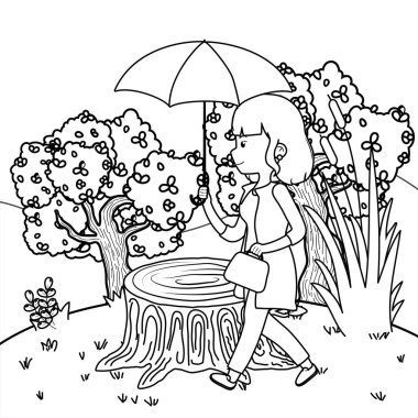 park tasarımında kadın karikatür